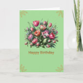 美しいチューリップの誕生日おめでとう カード (正面)