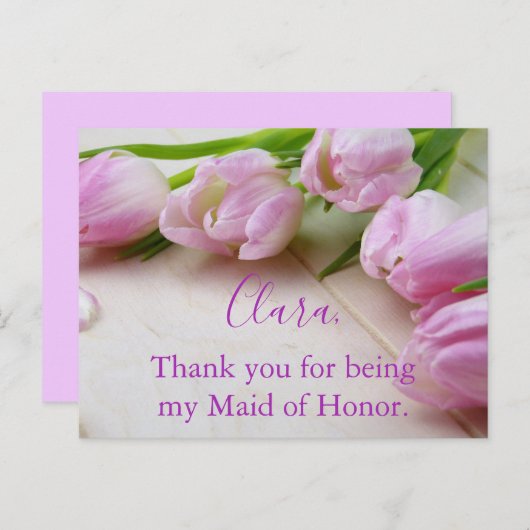 美しいチューリップサンキューメイド・オブ・オーナー(花嫁付き添い人) ポストカード (正面/裏面)