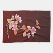 美しいツバキの枝 キッチンタオル (横)