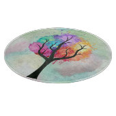 美しいツリーパステルカラーズ抽象芸術油絵 カッティングボード (角)