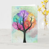 美しいツリーパステルカラーズ抽象芸術油絵 カード (黄色い花)