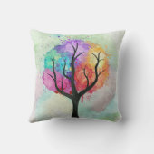 美しいツリーパステルカラーズ抽象芸術油絵 クッション (裏面)