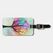 美しいツリーパステルカラー抽象芸術油絵 ラゲッジタグ (正面横)