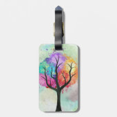 美しいツリーパステルカラー抽象芸術油絵 ラゲッジタグ (裏面縦)