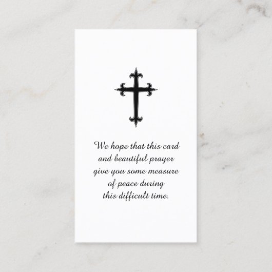 美しいツリーポートレートメモリアル同情カード 名刺 (裏面)