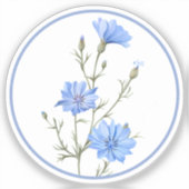 美しいツルニチニチソウの青いチコリの花ハーブ シール (正面)