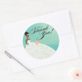 美しいティール（緑がかった色）とホワイトラックスサンキュー ラウンドシール (封筒)