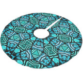 美しいティール（緑がかった色）アクアターコイズエスニックモザイクアート ブラッシュドポリエステルツリースカート (アングル)