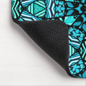 美しいティール(緑がかった色)アクアターコイズエスニックモザイク マウスパッド (コーナー)