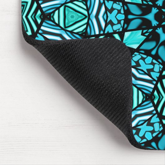 美しいティール（緑がかった色）アクアターコイズエスニックモザイク マウスパッド (コーナー)