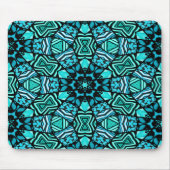 美しいティール(緑がかった色)アクアターコイズエスニックモザイク マウスパッド (正面)