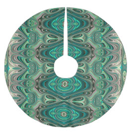 美しいティール（緑がかった色）アールデコスタイルフラクタル抽象芸術 ブラッシュドポリエステルツリースカート