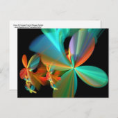 美しいティール(緑がかった色)オレンジフラクタルアートフラワー花びら ポストカード (正面/裏面)