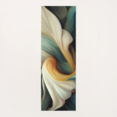 美しいティール（緑がかった色）&クリームカラー抽象芸術渦巻き ヨガマット (裏面)