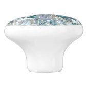 美しいティール（緑がかった色）ブルーオフホワイトインスパイアパール セラミックノブ (側面)