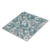 美しいティール(緑がかった色)ブルーオフホワイトインスパイアパール タイル (側面)