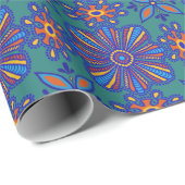 美しいティール（緑がかった色）ボホタラベラタイル ラッピングペーパー (ロールコーナー)