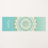 美しいティール（緑がかった色）マンダラパターンヨガマット ヨガマット (正面(横))