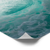 美しいティール(緑がかった色)泡状海波 ポスター (角)