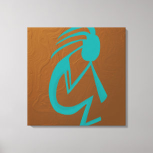 美しいティール（緑がかった色）絵画ココペリ キャンバスプリント