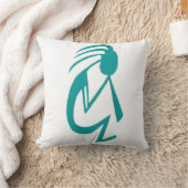 美しいティール（緑がかった色）絵画ココペリ クッション (ブランケット)