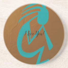 美しいティール（緑がかった色）絵画ココペリ コースター