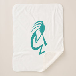 美しいティール（緑がかった色）絵画ココペリ シェルパブランケット