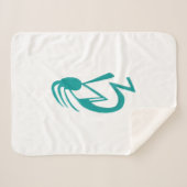 美しいティール（緑がかった色）絵画ココペリ シェルパブランケット (正面(横))