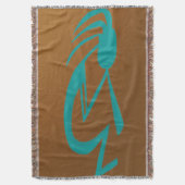 美しいティール(緑がかった色)絵画ココペリ スローブランケット (正面縦)