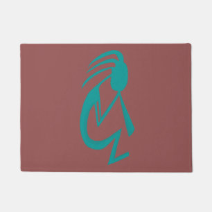 美しいティール(緑がかった色)絵画ココペリ ドアマット