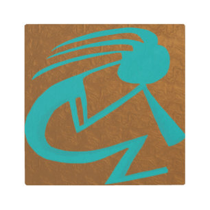 美しいティール(緑がかった色)絵画ココペリ メタルプリント