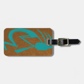 美しいティール（緑がかった色）絵画ココペリ ラゲッジタグ (正面横)