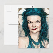 美しいティール（緑がかった色）髪の人魚 ポストカード (正面/裏面)