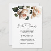 美しいティーローズのブライズシャワー 招待状 (正面)