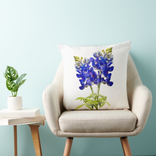 美しいテキサス州ブルーボンネットの白、枕 クッション (椅子)
