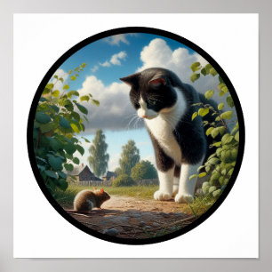 美しいテックスード猫の円形3D画像 ポスター