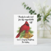 美しいテッド（鳥）ショウジョウコウカンチョウフラットクリスマスカード シーズンカード (スタンド正面)