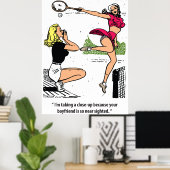 美しいテニス選手,ユーモア,ヴィンテージ ポスター (ホームオフィス)