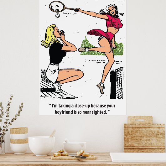 美しいテニス選手,ユーモア,ヴィンテージ ポスター (キッチン)