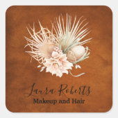 美しいテラコッタ ボーホー フラワーパンパス ビジネス スクエアシール (正面)