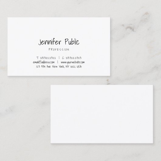 美しいテンプレートエレガントな手の原稿のモダンのカッコいい 名刺 (正面/裏面)