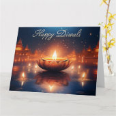 美しいディヤ フェスティバル オブ ライト ハッピー ディワリ カード (黄色い花)