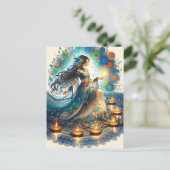 美しいディワリの女性とランゴリ シーズンポストカード (スタンド正面)