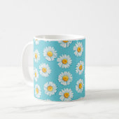 美しいデイジーの花の継ぎ目のない模様 コーヒーマグカップ (正面左)