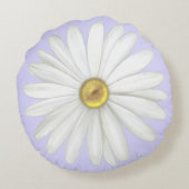 美しいデイジーの花をライトパープリン ラウンドクッション (裏面)