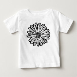美しいデイジーの花、ハーフトーンイラスト ベビーTシャツ