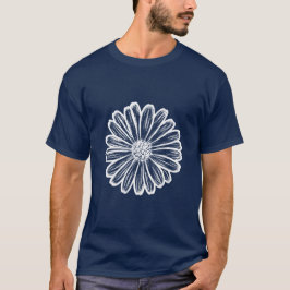 美しいデイジーの花、ハーフトーンイラスト Tシャツ