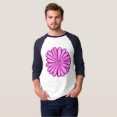 美しいデイジーの花、ハーフトーンイラスト Tシャツ (正面フル)