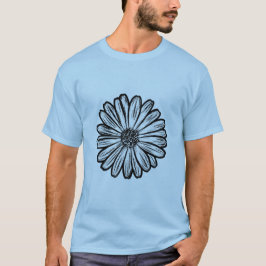 美しいデイジーの花、ハーフトーンイラスト Tシャツ