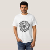 美しいデイジーの花、ハーフトーンイラスト Tシャツ (正面フル)